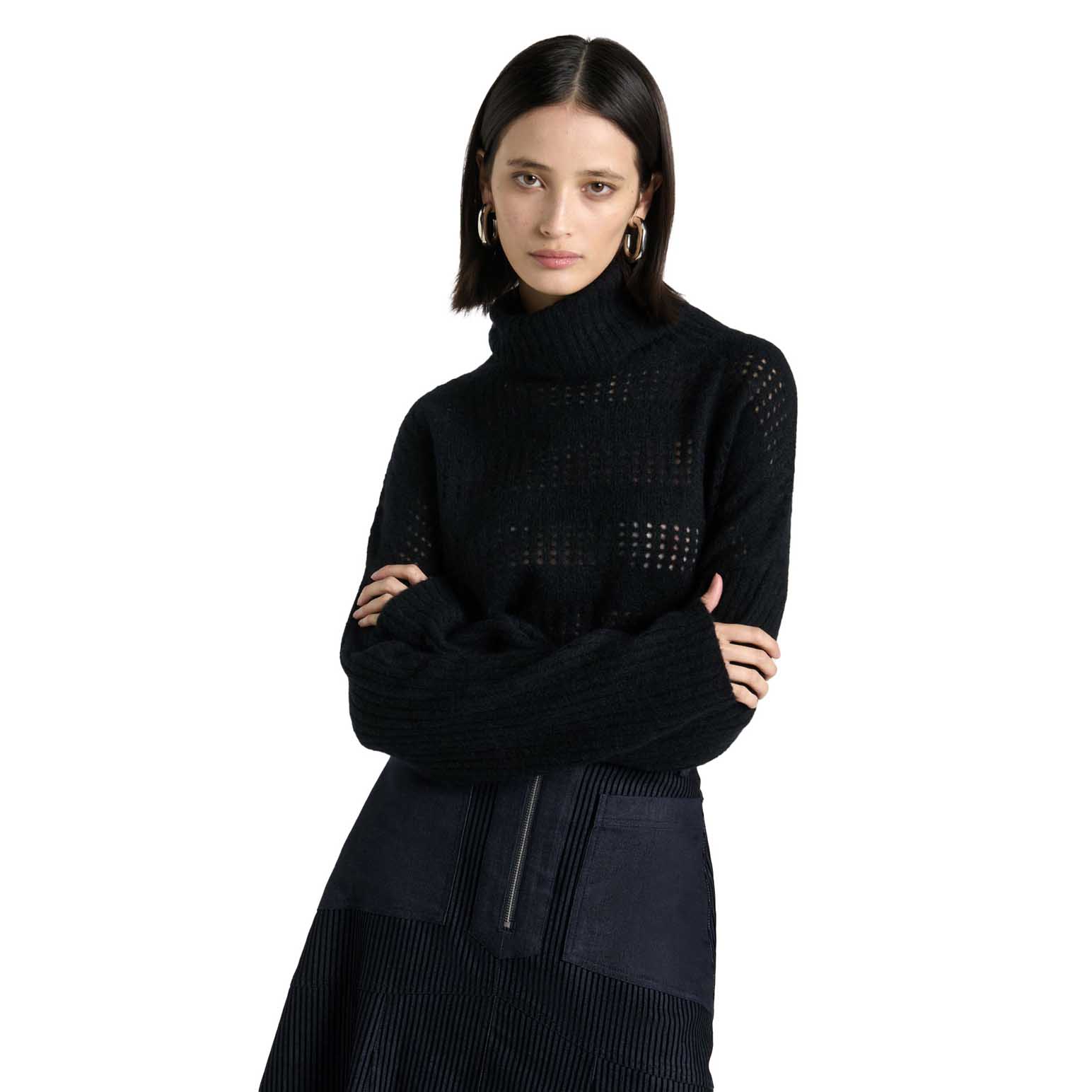 Cue Chunky Alpaca Blend Cropped Sweater